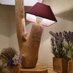 Lampe de chevet, bois flotté.