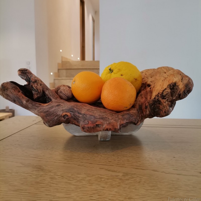 Coupe à fruits en bois flotté et palettes recyclées